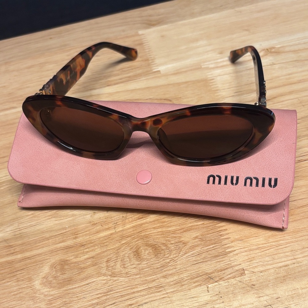 Miu Miu Tortoise Sunglasses with Pink Case